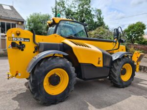 SOLD - 2018 18 reg JCB 533-105 Telehandler, 3300kg lift capacity, 10.5 metre max lift height, Pallet forks, Orange & green beacons, Only 1980 recorded hours. Very nice. - SOLD-image